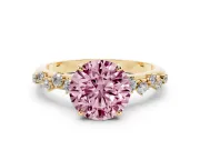 Round Graduated Solitaire Engagement Ring Setting for a Fancy Pink Lab-Grown Diamond | Yellow Gold