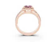 Asscher Cut Halo Engagement Ring Setting for a Fancy Pink Lab-Grown Diamond | Two-Row Pave Split Shank | Rose Gold
