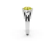 Fancy Yellow Round Cut Diamond Three-Stone Channel Set Ring Set in White gold with Smooth Polished Band