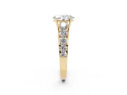 Oval Graduated Side Stone Engagement Ring Setting | Flat Top Band | Yellow Gold