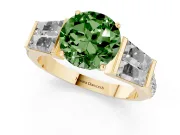 Round Channel Set Baguette Engagement Ring Setting for a Fancy Green Lab-Grown Diamond | Yellow Gold