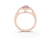 Fancy Pink Pear Cut Diamond Halo Pavé Engagement Ring Set in Rose gold with Bezel Setting