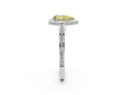 Fancy Yellow Pear Cut Diamond Halo Pavé Split Shank Ring Set in Platinum with Prong Setting