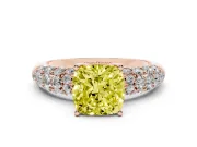 Cushion Cut Multi Row Pave Engagement Ring Setting for a Fancy Yellow Lab-Grown Diamond | Rose Gold