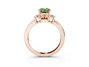 Oval Three Stone Engagement Ring Setting for a Fancy Green Lab-Grown Diamond | Round Side Stones | Rose Gold
