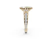 Oval Halo Engagement Ring Setting for a Fancy Yellow Lab-Grown Diamond | Side Clusters | Yellow Gold