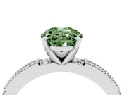 Oval Vintage Pavé Engagement Ring Setting for a Fancy Green Lab-Grown Diamond | Sterling Silver