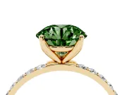 Round Pave Engagement Ring Setting for a Fancy Green Lab-Grown Diamond | Slim Band | Yellow Gold