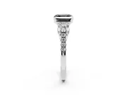 Fancy Black Three-Stone Asscher Cut Diamond Pavé Band Ring Set in Silver with Prong-Set Trio