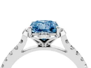 Radiant Cut Floral Petal Engagement Ring Setting for a Fancy Blue Lab-Grown Diamond | Petal Accents | White Gold
