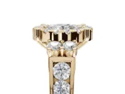 Round Halo Side Cluster Engagement Ring Setting | Graduated Channel Band | Yellow Gold