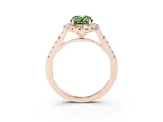 Oval Halo Engagement Ring Setting for a Fancy Green Lab-Grown Diamond | Pave Shoulders | Rose Gold