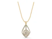 Round Lab-Grown Diamond Pavé Kite Pendant Necklace | Cluster Halo | Yellow Gold