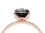Radiant Cut Pavé Solitaire Engagement Ring Setting for a Black Center | Slim Band | Rose Gold