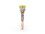 Round Three Stone Engagement Ring Setting for a Fancy Yellow Lab-Grown Diamond | Accented Shoulders | Rose Gold