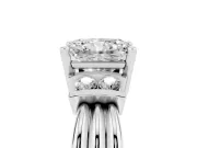Radiant Cut Bar-Set Accent Engagement Ring Setting | Grooved Band | White Gold