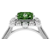 Fancy Green Princess Cut Diamond Halo Milgrain Pavé Ring Set in Silver with Prong Setting