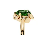 Heart-Shaped Petal Halo Engagement Ring Setting for a Fancy Green Lab-Grown Diamond | Yellow Gold