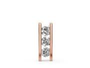 Round Lab-Grown Diamond Three-Stone Channel Set Bar Pendant | Squared Ends | Rose Gold
