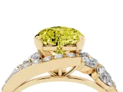 Heart-Shaped Bypass Pavé Engagement Ring Setting for a Fancy Yellow Lab-Grown Diamond | Yellow Gold