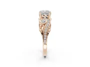 Cushion Cut Vintage Swirl Engagement Ring Setting | Bezel Side Accents | Rose Gold