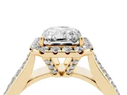 Radiant Cut Pavé Engagement Ring Setting | Wide Three-Row Band | Yellow Gold