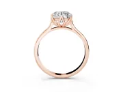Round Cut Diamond Solitaire Cathedral Ring Set in Rose gold with Prong Setting