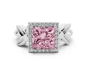 Princess Cut Floral Halo Engagement Ring Setting for a Fancy Pink Lab-Grown Diamond | Platinum
