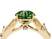 Round Leaf Solitaire Engagement Ring Setting for a Fancy Green Lab-Grown Diamond | Yellow Gold