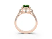 Radiant Cut Halo Engagement Ring Setting for a Fancy Green Lab-Grown Diamond | Pavé Panel Shoulders | Rose Gold