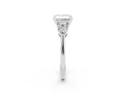 Three-Stone Princess Cut Diamond Ring Set in Silver with Pear Side Stones and Prong Setting