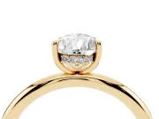 Pear Cut Diamond Solitaire Ring Set in Yellow gold with Thin Band and Prong Setting