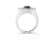 Round Cluster Halo Engagement Ring Setting for a Black Center | Sterling Silver