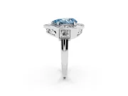 Fancy Blue Pear Cut Diamond Milgrain Halo Ring Set in White gold with Split Shank