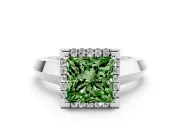 Princess Cut Halo Engagement Ring Setting for a Fancy Green Lab-Grown Diamond | White Gold