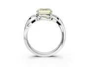 Asscher Cut Bypass Solitaire Engagement Ring Setting for a Fancy Yellow Lab-Grown Diamond | Pavé Strands | White Gold