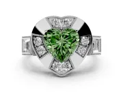 Heart-Shaped Milgrain Sectioned Halo Engagement Ring Setting for a Fancy Green Lab-Grown Diamond | White Gold