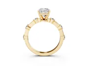 Cushion Cut Bar Set Engagement Ring Setting | Spaced Side Stones | Yellow Gold