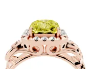 Radiant Cut Filigree Halo Engagement Ring Setting for a Fancy Yellow Lab-Grown Diamond | Rose Gold