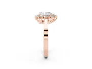 Pear Cut Diamond Halo Ring Set in Rose gold with Round Halo and Smooth Solitaire Band