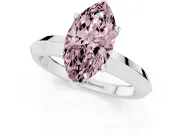 Fancy Pink Marquise Cut Diamond Solitaire Engagement Ring Set in Platinum with Flat Band and Prong Setting