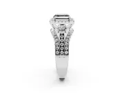 Asscher Cut Halo Split Shank Engagement Ring Setting for a Black Center | Sterling Silver