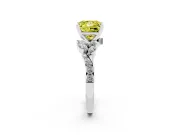 Fancy Yellow Princess Cut Diamond Solitaire Ring Set in Platinum with Marquise Twist Band and Prong Setting