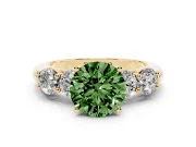 Round 5 Stone Engagement Ring Setting for a Fancy Green Lab-Grown Diamond | Yellow Gold