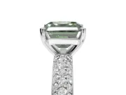 Asscher Cut Domed Pavé Engagement Ring Setting for a Fancy Green Lab-Grown Diamond | White Gold