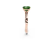 Fancy Green Radiant Cut Diamond Engagement Ring Set in Rose gold with Side Stone Accents and Prong Setting