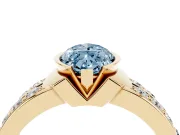Marquise Half Bezel Engagement Ring Setting for a Fancy Blue Lab-Grown Diamond | Double Row Channel Band | Yellow Gold