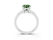 Fancy Green Round Cut Diamond Solitaire Ring Set in White gold with Prong Head and Smooth Polished Band