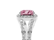 Cushion Cut Split Shank Halo Engagement Ring Setting for a Fancy Pink Lab-Grown Diamond | Platinum