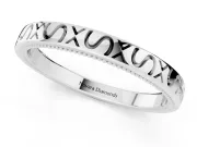 Engraved Milgrain Band Set in Silver with Vintage-Inspired Pattern